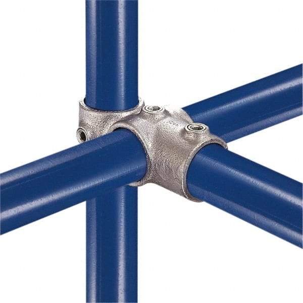 Kee - 1-1/4" Pipe, Socket Tee & Crossover, Malleable Iron Tee & Crossover Pipe Rail Fitting - Galvanized Finish - Industrial Tool & Supply