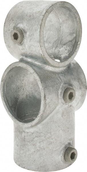 Kee - 2" Pipe, Socket Tee & Crossover, Malleable Iron Tee & Crossover Pipe Rail Fitting - Galvanized Finish - Industrial Tool & Supply