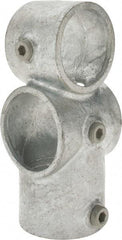 Kee - 2" Pipe, Socket Tee & Crossover, Malleable Iron Tee & Crossover Pipe Rail Fitting - Galvanized Finish - Industrial Tool & Supply