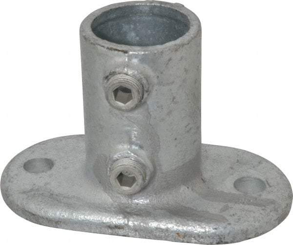 Kee - 1-1/4" Pipe, Railing Flange, Malleable Iron Flange Pipe Rail Fitting - Galvanized Finish - Industrial Tool & Supply