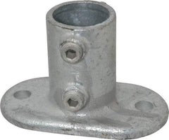 Kee - 1-1/4" Pipe, Railing Flange, Malleable Iron Flange Pipe Rail Fitting - Galvanized Finish - Industrial Tool & Supply