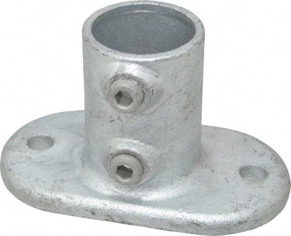 Kee - 1-1/2" Pipe, Railing Flange, Malleable Iron Flange Pipe Rail Fitting - Galvanized Finish - Industrial Tool & Supply
