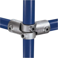 Kee - 1-1/2" Pipe, Adjustable Side Outlet Tee, Malleable Iron Tee Pipe Rail Fitting - Galvanized Finish - Industrial Tool & Supply