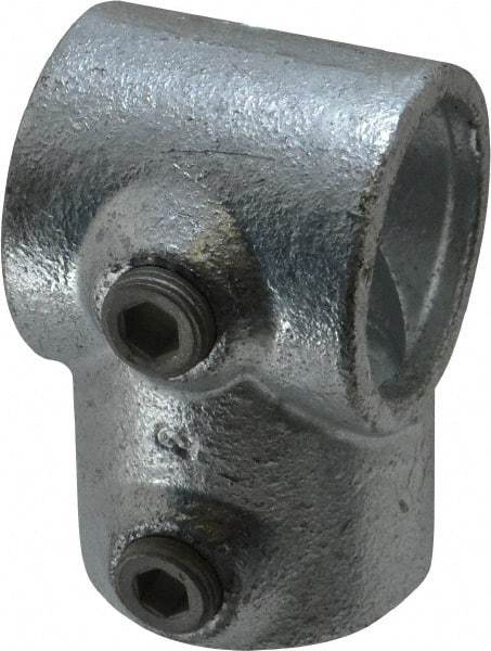 Kee - 1-1/4" Pipe, Single Socket Tee, Malleable Iron Tee Pipe Rail Fitting - Galvanized Finish - Industrial Tool & Supply