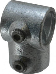Kee - 1-1/4" Pipe, Single Socket Tee, Malleable Iron Tee Pipe Rail Fitting - Galvanized Finish - Industrial Tool & Supply