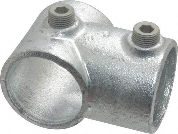 Kee - 1-1/2" Pipe, Single Socket Tee, Malleable Iron Tee Pipe Rail Fitting - Galvanized Finish - Industrial Tool & Supply