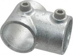 Kee - 1-1/2" Pipe, Single Socket Tee, Malleable Iron Tee Pipe Rail Fitting - Galvanized Finish - Industrial Tool & Supply