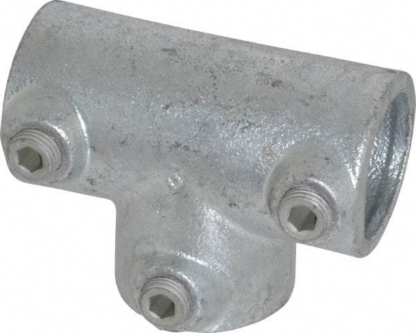 Kee - 1" Pipe, 90° Three Socket Tee, Malleable Iron Tee Pipe Rail Fitting - Galvanized Finish - Industrial Tool & Supply