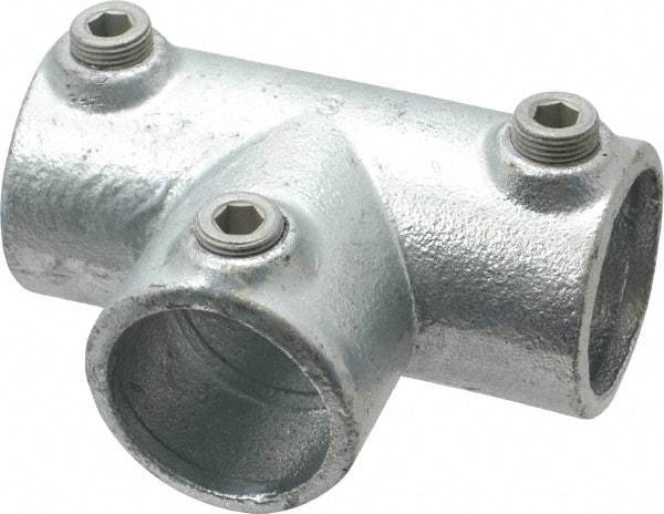 Kee - 1-1/4" Pipe, 90° Three Socket Tee, Malleable Iron Tee Pipe Rail Fitting - Galvanized Finish - Industrial Tool & Supply