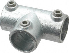 Kee - 1-1/4" Pipe, 90° Three Socket Tee, Malleable Iron Tee Pipe Rail Fitting - Galvanized Finish - Industrial Tool & Supply