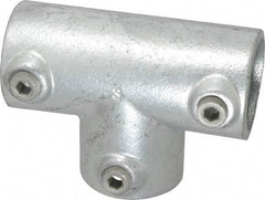 Kee - 1-1/2" Pipe, 90° Three Socket Tee, Malleable Iron Tee Pipe Rail Fitting - Galvanized Finish - Industrial Tool & Supply