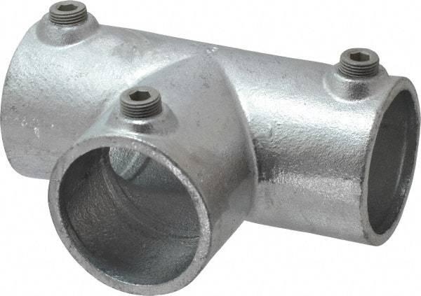 Kee - 2" Pipe, 90° Three Socket Tee, Malleable Iron Tee Pipe Rail Fitting - Galvanized Finish - Industrial Tool & Supply