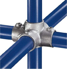Kee - 1-1/4" Pipe, Four Socket Cross, Malleable Iron Cross Pipe Rail Fitting - Galvanized Finish - Industrial Tool & Supply