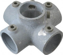 Kee - 1-1/2" Pipe, Four Socket Cross, Malleable Iron Cross Pipe Rail Fitting - Galvanized Finish - Industrial Tool & Supply