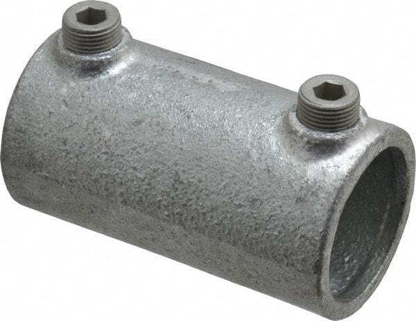 Kee - 1-1/4" Pipe, Malleable Iron Straight Coupling Pipe Rail Fitting - Galvanized Finish - Industrial Tool & Supply