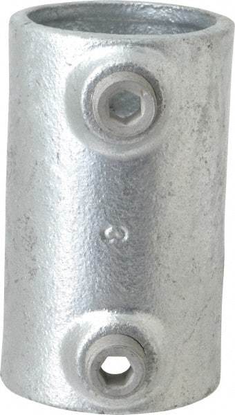 Kee - 1-1/2" Pipe, Malleable Iron Straight Coupling Pipe Rail Fitting - Galvanized Finish - Industrial Tool & Supply