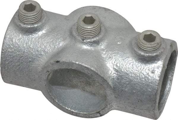 Kee - 1" Pipe, Two Socket Cross, Malleable Iron Cross Pipe Rail Fitting - Galvanized Finish - Industrial Tool & Supply