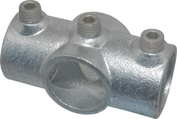 Kee - 1-1/4" Pipe, Two Socket Cross, Malleable Iron Cross Pipe Rail Fitting - Galvanized Finish - Industrial Tool & Supply