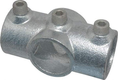 Kee - 1-1/4" Pipe, Two Socket Cross, Malleable Iron Cross Pipe Rail Fitting - Galvanized Finish - Industrial Tool & Supply
