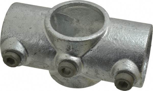Kee - 1-1/2" Pipe, Two Socket Cross, Malleable Iron Cross Pipe Rail Fitting - Galvanized Finish - Industrial Tool & Supply