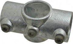 Kee - 1-1/2" Pipe, Two Socket Cross, Malleable Iron Cross Pipe Rail Fitting - Galvanized Finish - Industrial Tool & Supply