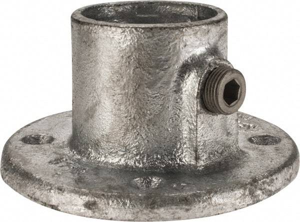 Kee - 1-1/2" Pipe, Medium Flange, Malleable Iron Flange Pipe Rail Fitting - Galvanized Finish - Industrial Tool & Supply