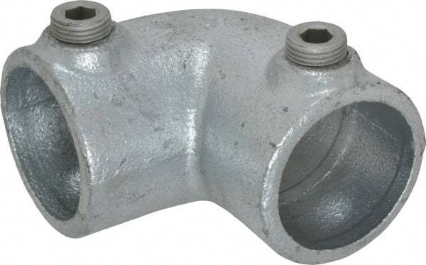 Kee - 1-1/4" Pipe, 90° Elbow, Malleable Iron Elbow Pipe Rail Fitting - Galvanized Finish - Industrial Tool & Supply