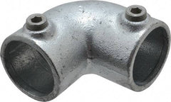 Kee - 1-1/2" Pipe, 90° Elbow, Malleable Iron Elbow Pipe Rail Fitting - Galvanized Finish - Industrial Tool & Supply