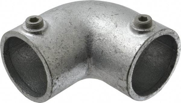 Kee - 2" Pipe, 90° Elbow, Malleable Iron Elbow Pipe Rail Fitting - Galvanized Finish - Industrial Tool & Supply