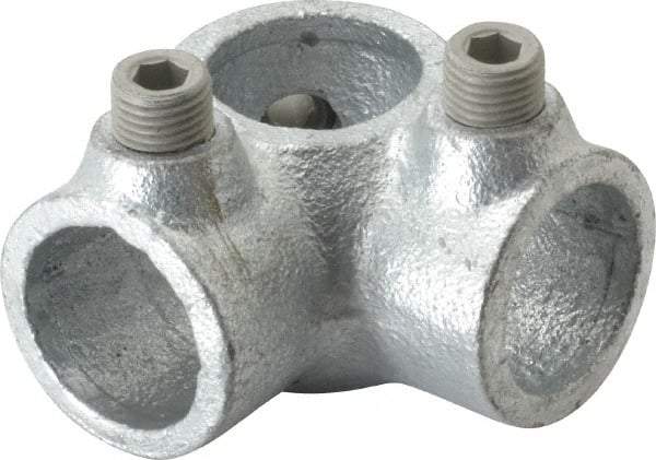 Kee - 3/4" Pipe, Side Outlet Tee, Malleable Iron Tee Pipe Rail Fitting - Galvanized Finish - Industrial Tool & Supply