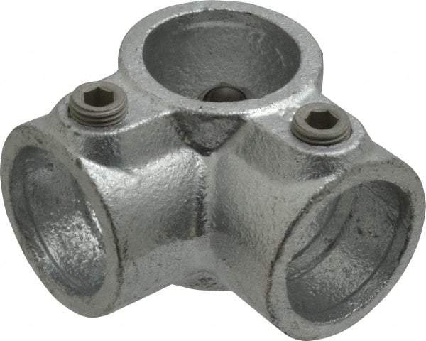 Kee - 1" Pipe, Side Outlet Tee, Malleable Iron Tee Pipe Rail Fitting - Galvanized Finish - Industrial Tool & Supply