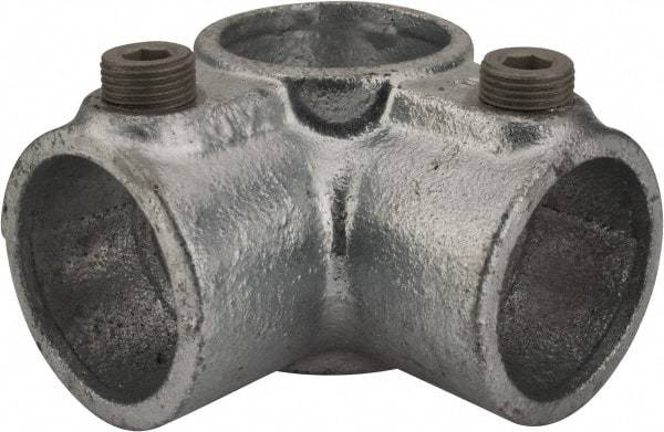 Kee - 1-1/4" Pipe, Side Outlet Tee, Malleable Iron Tee Pipe Rail Fitting - Galvanized Finish - Industrial Tool & Supply