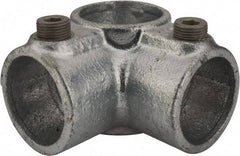 Kee - 1-1/4" Pipe, Side Outlet Tee, Malleable Iron Tee Pipe Rail Fitting - Galvanized Finish - Industrial Tool & Supply