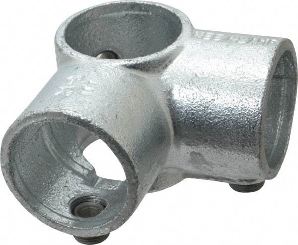 Kee - 1-1/2" Pipe, Side Outlet Tee, Malleable Iron Tee Pipe Rail Fitting - Galvanized Finish - Industrial Tool & Supply