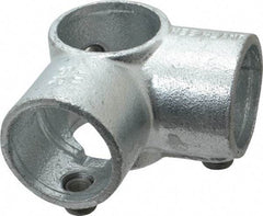 Kee - 1-1/2" Pipe, Side Outlet Tee, Malleable Iron Tee Pipe Rail Fitting - Galvanized Finish - Industrial Tool & Supply