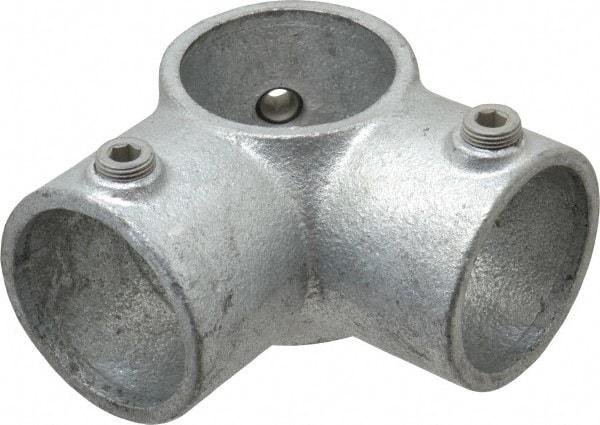 Kee - 2" Pipe, 90° Two Socket Tee, Malleable Iron Tee Pipe Rail Fitting - Galvanized Finish - Industrial Tool & Supply