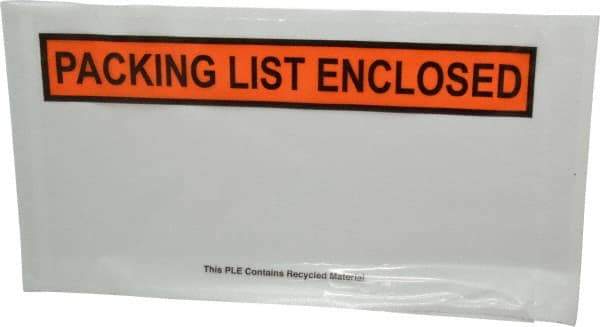 Nifty Products - 1,000 Piece, 10" Long x 5-1/2" Wide, Envelope - Packing List Enclosed, Clear - Industrial Tool & Supply