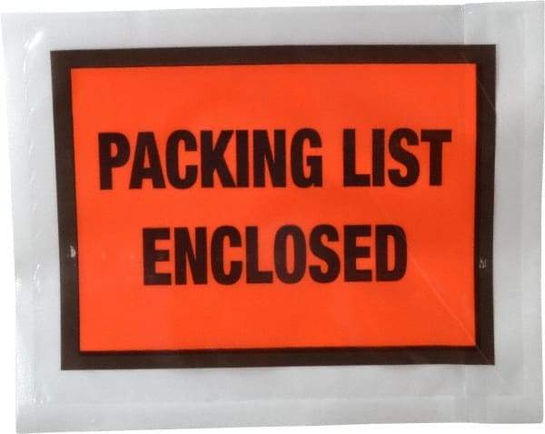 Nifty Products - 1,000 Piece, 5-1/2" Long x 4-1/2" Wide, Envelope - Packing List Enclosed, Orange Full Faced - Industrial Tool & Supply