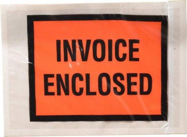 Nifty Products - 1,000 Piece, 5-1/2" Long x 4-1/2" Wide, Envelope - Invoice Enclosed, Orange Full Faced - Industrial Tool & Supply