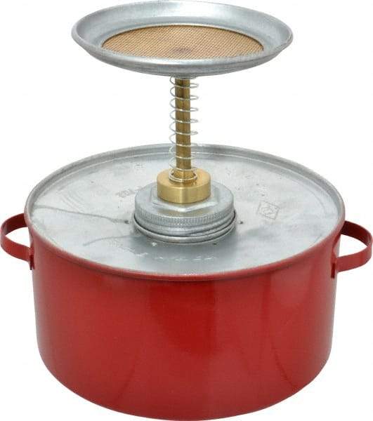 Eagle - 2 Quart Capacity, 8-1/2 Inch High x 8 Inch Diameter, Galvanized Steel Plunger Can - 5-1/4 Inch Dasher Diameter, Red, Approval Listing/Regulation FM - Industrial Tool & Supply