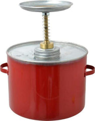 Eagle - 4 Quart Capacity, 10-3/4 Inch High x 8 Inch Diameter, Galvanized Steel Plunger Can - 5-1/4 Inch Dasher Diameter, Red, Approval Listing/Regulation FM - Industrial Tool & Supply