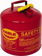 Eagle - 5 Gal Galvanized Steel Type I Safety Can - 13-1/2" High x 12-1/2" Diam, Red with Yellow - Industrial Tool & Supply