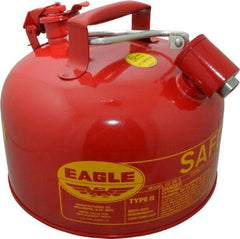 Eagle - 2 Gal Galvanized Steel Type II Safety Can - 9-1/2" High x 11-1/4" Diam, Red with Yellow - Industrial Tool & Supply