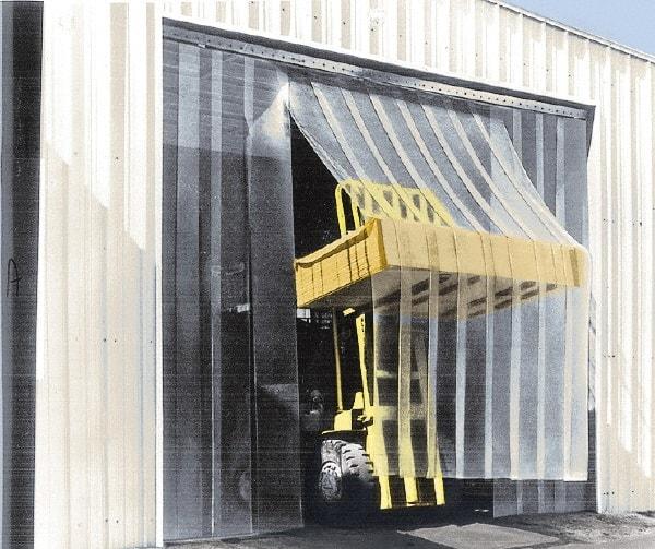 Aleco - 10' Door Width x 10' Door Height Vinyl Smooth Antistatic Strip Door Kit - 12" Strip Width x 1/8" Strip Thickness, Clear, 66% Overlap - Industrial Tool & Supply