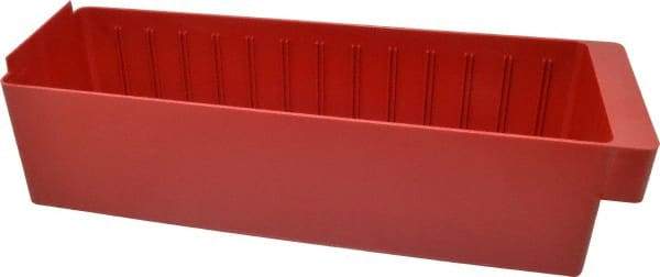 Quantum Storage - 17-5/8" Deep, Red High-Impact Polystyrene Drawer Bin - 4-5/8" High x 5-9/16" Wide x 17-5/8" Long - Industrial Tool & Supply
