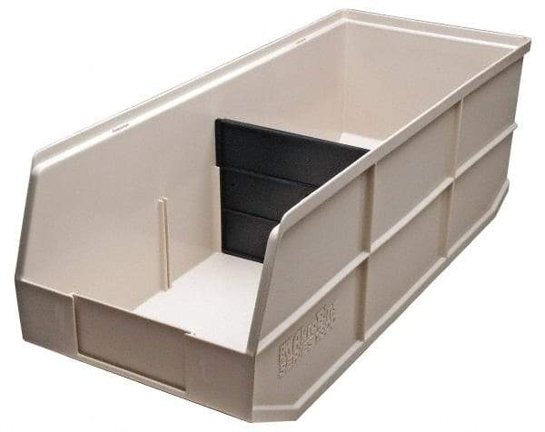 Akro-Mils - 60 Lb. Load Capacity, 20-1/2" Deep, Ivory Polymer Hopper Stacking Bin - 7" High x 8-1/4" Wide x 20-1/2" Long - Industrial Tool & Supply