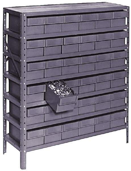 Value Collection - 72 Bin Bin Shelving Unit with Drawers - 36 Inch Overall Width x 12 Inch Overall Depth x 75 Inch Overall Height, Gray Plastic Bins - Industrial Tool & Supply