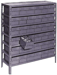 Value Collection - 72 Bin Bin Shelving Unit with Drawers - 36 Inch Overall Width x 12 Inch Overall Depth x 75 Inch Overall Height, Gray Plastic Bins - Industrial Tool & Supply