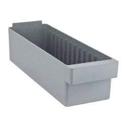 Quantum Storage - 17-5/8" Deep, Gray High-Impact Polystyrene Drawer Bin - 4-5/8" High x 5-9/16" Wide x 17-5/8" Long - Industrial Tool & Supply