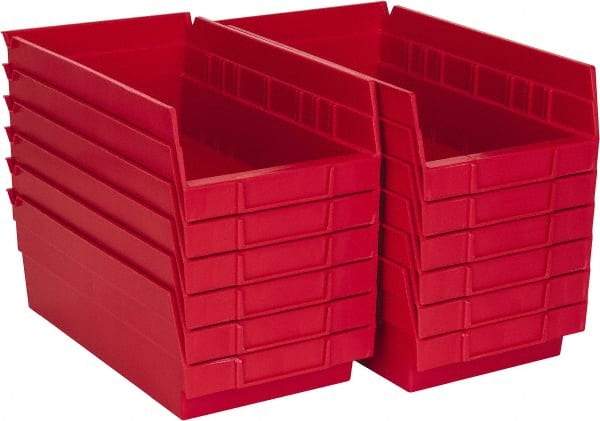 Akro-Mils - 11-5/8" Deep, Red Hopper Shelf Bin - 4" High x 6-5/8" Wide x 11-5/8" Long - Industrial Tool & Supply